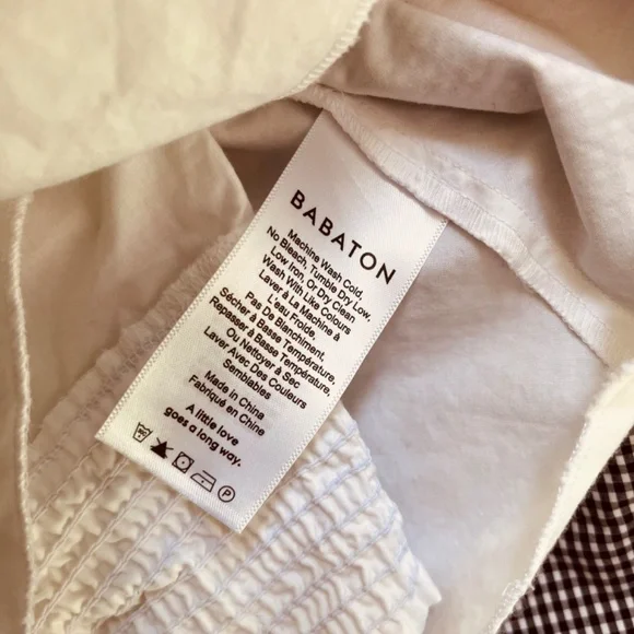 Aritzia Babaton Bandeau Ruffle Top Blouse Peplum Checkered Black White Size S - Picture 7 of 11